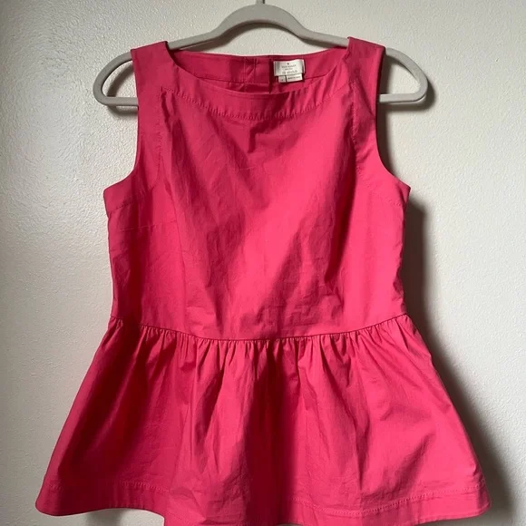 Womens Kate Spade Top Pink Peplum Button Back Sleeveless - Picture 4 of 6
